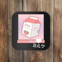Japanese Vaporwave Strawberry Milk Box Coaster thumb 0