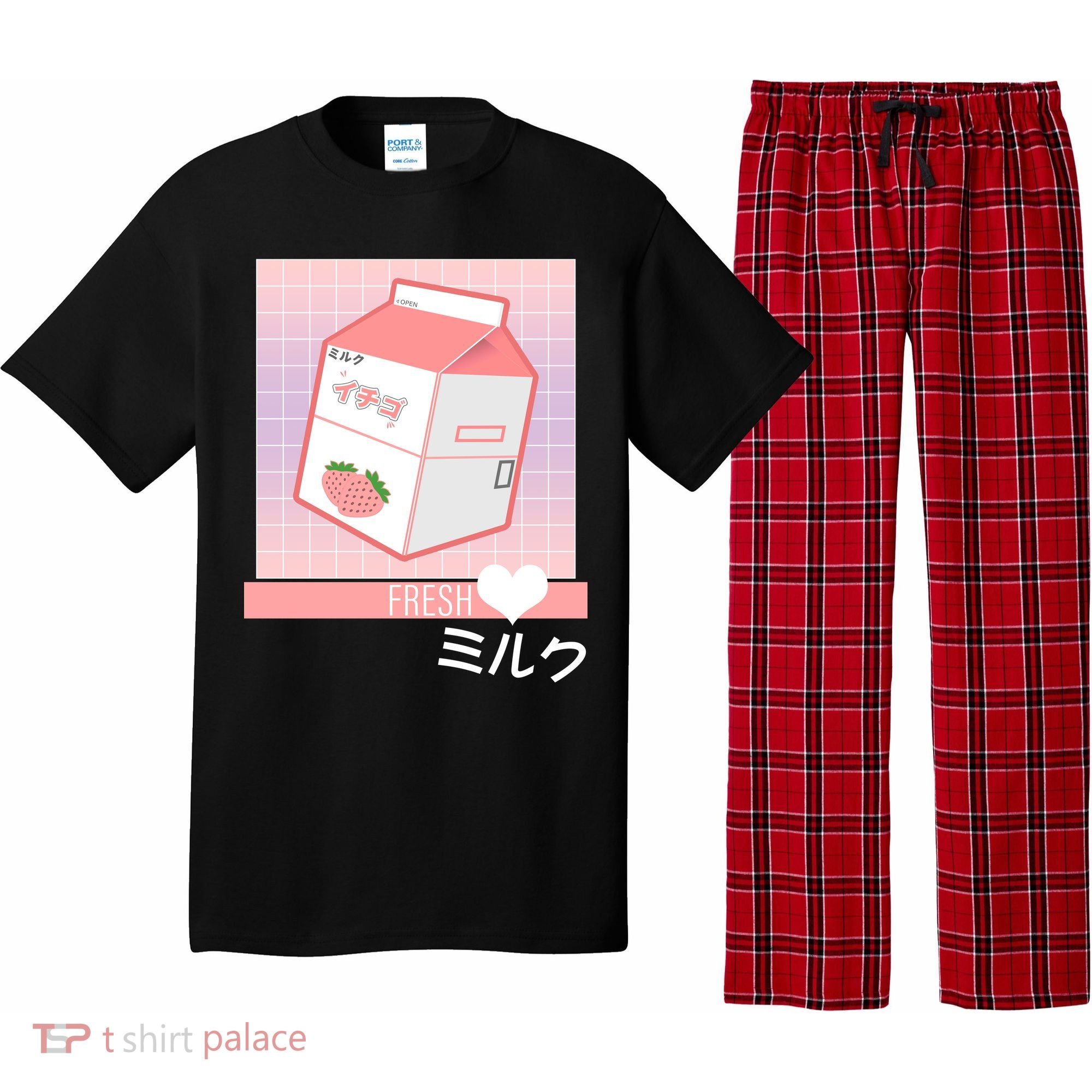 Japanese Vaporwave Strawberry Milk Box Pajama Set