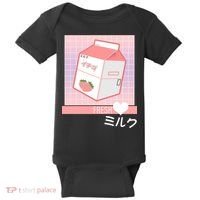 Japanese Vaporwave Strawberry Milk Box Baby Bodysuit thumb 0