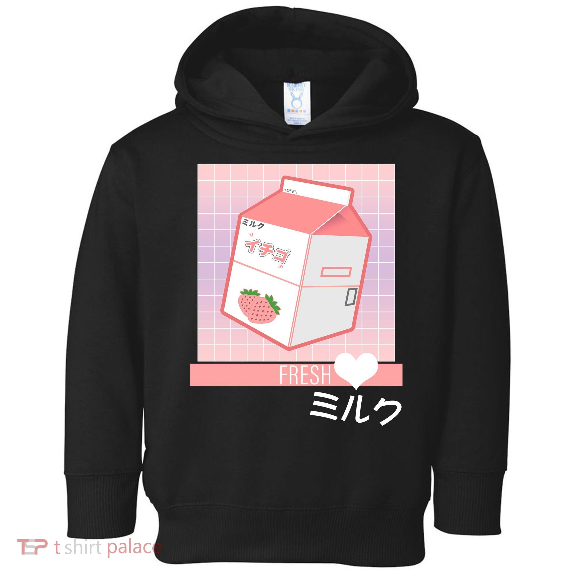 Japanese Vaporwave Strawberry Milk Box Toddler Hoodie