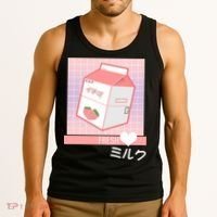 Japanese Vaporwave Strawberry Milk Box Tank Top thumb 3