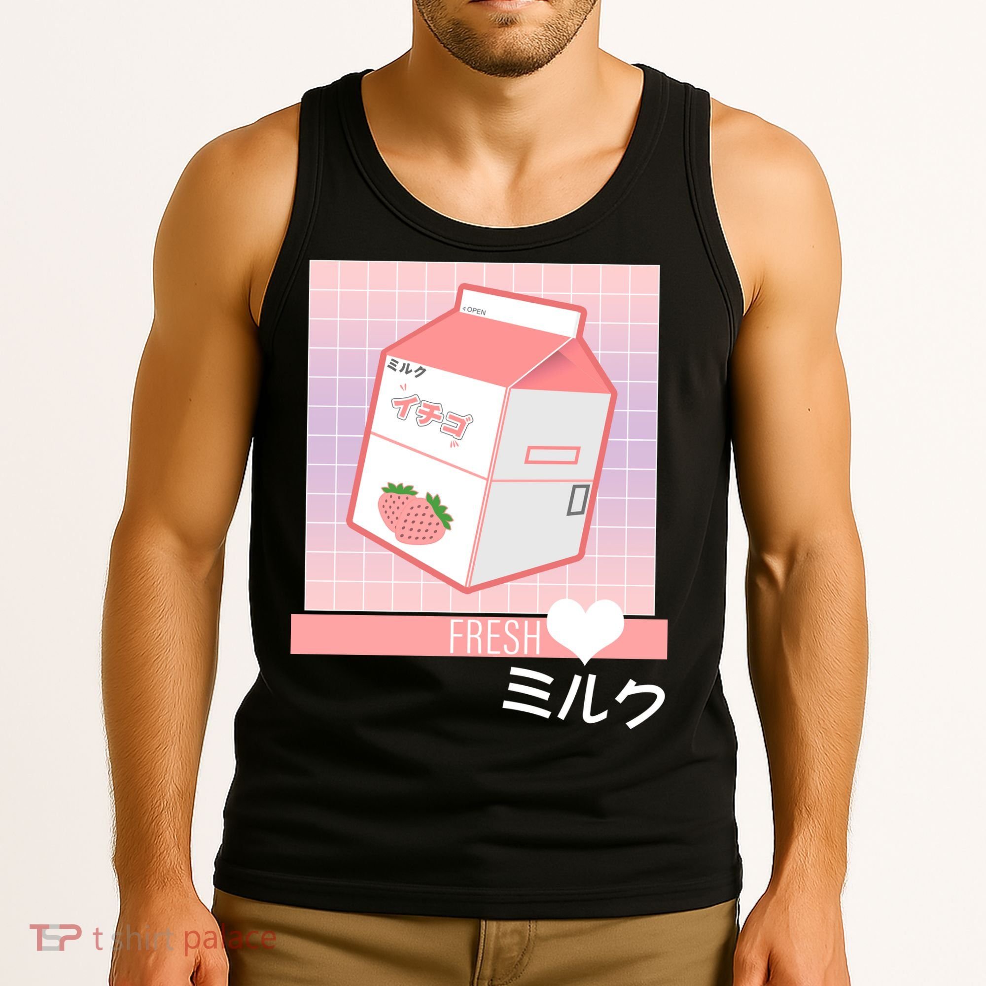 Japanese Vaporwave Strawberry Milk Box Tank Top