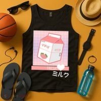 Japanese Vaporwave Strawberry Milk Box Tank Top thumb 4