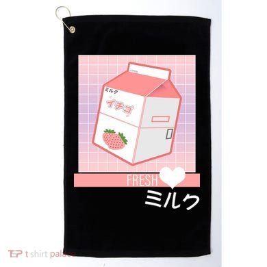 Japanese Vaporwave Strawberry Milk Box Golf Towel