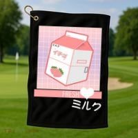 Japanese Vaporwave Strawberry Milk Box Golf Towel thumb 1