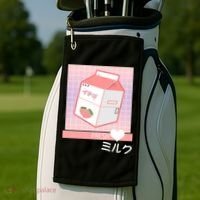 Japanese Vaporwave Strawberry Milk Box Golf Towel thumb 2