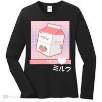 Japanese Vaporwave Strawberry Milk Box Women's Long Sleeve Shirt thumb 0
