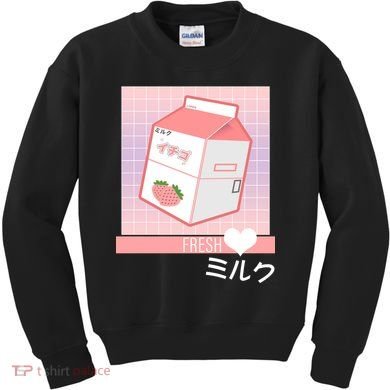 Japanese Vaporwave Strawberry Milk Box Kids Sweatshirt