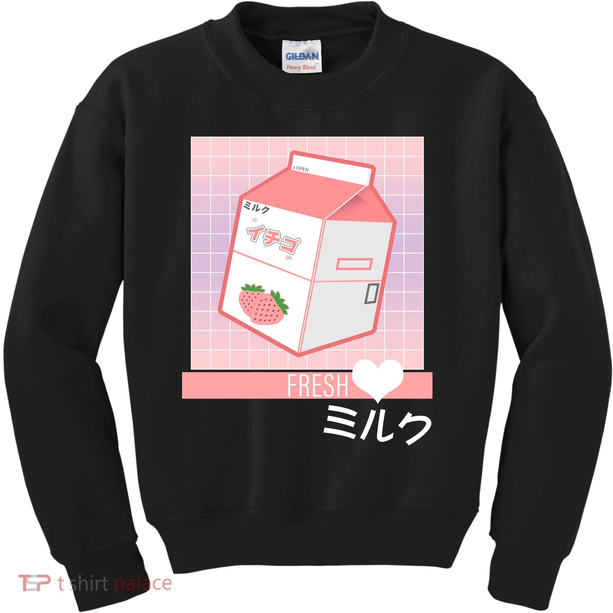 Japanese Vaporwave Strawberry Milk Box Kids Sweatshirt