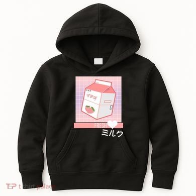 Japanese Vaporwave Strawberry Milk Box Kids Hoodie