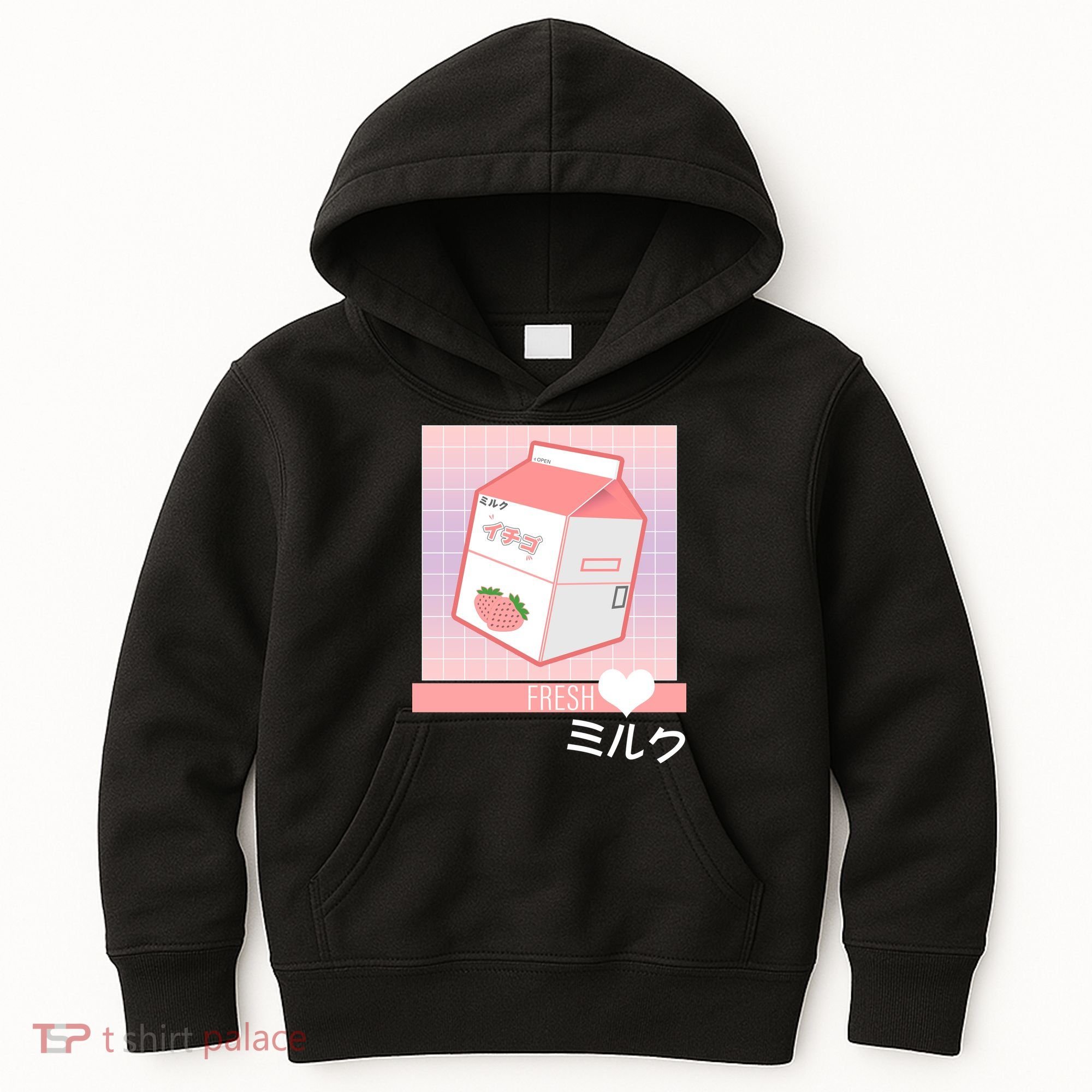 Japanese Vaporwave Strawberry Milk Box Kids Hoodie