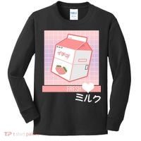Japanese Vaporwave Strawberry Milk Box Kids Long Sleeve Shirt thumb 0