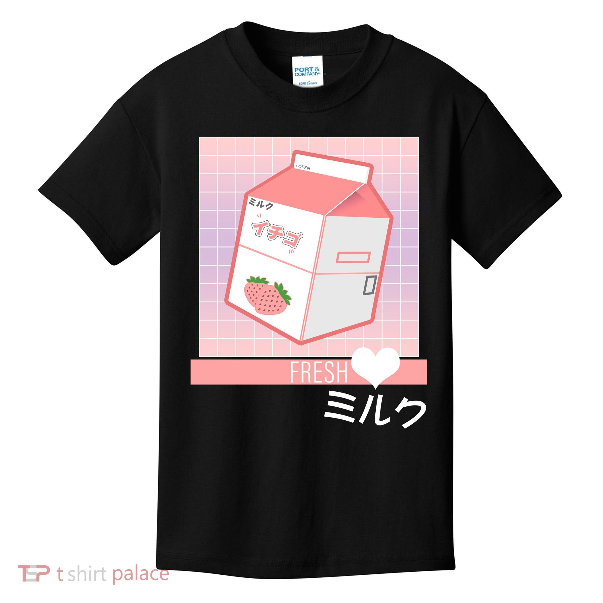 Japanese Vaporwave Strawberry Milk Box Kids T-Shirt