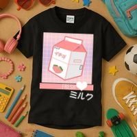Japanese Vaporwave Strawberry Milk Box Kids T-Shirt thumb 3