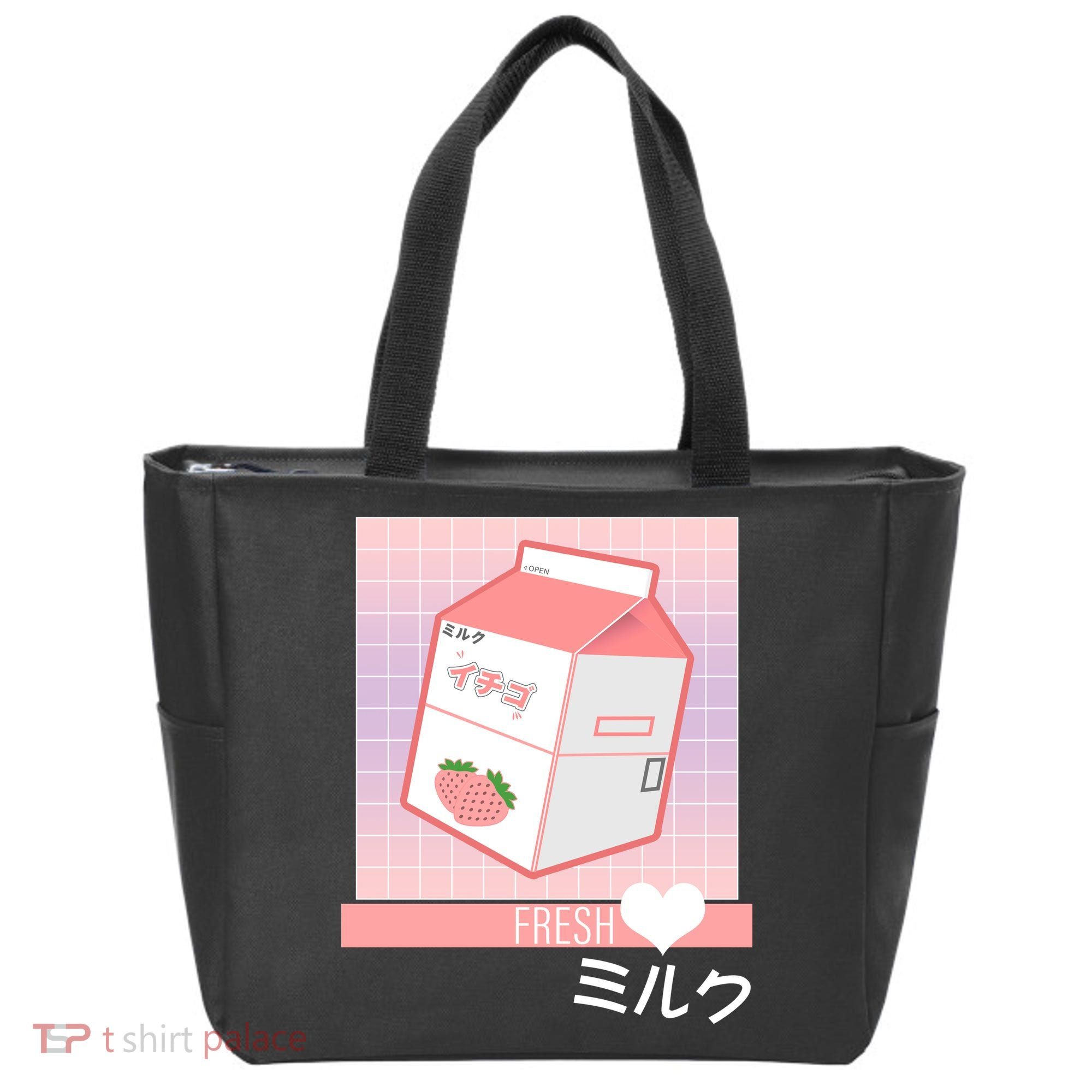 Japanese Vaporwave Strawberry Milk Box Tote Bag