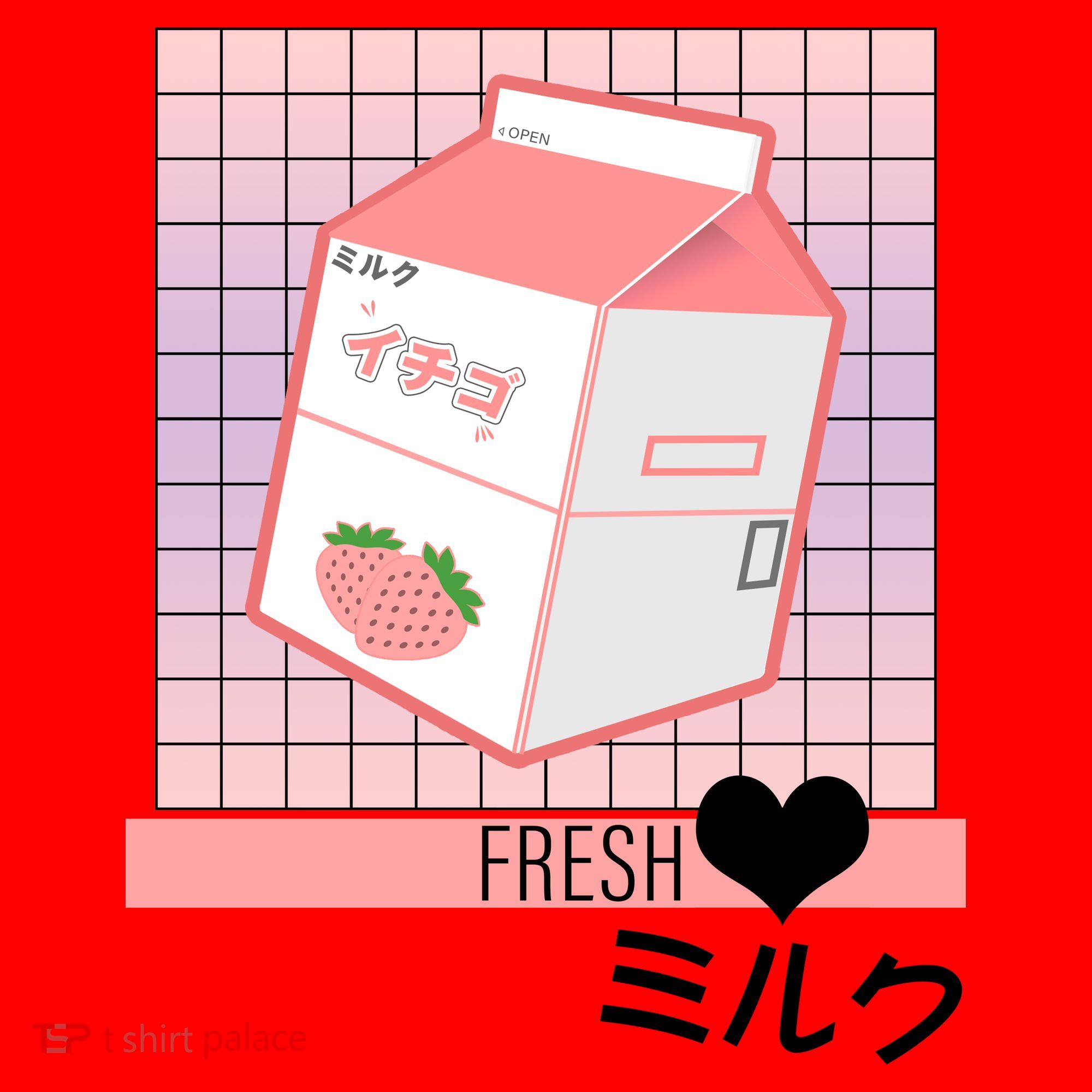 Japanese Vaporwave Strawberry Milk Box Santa Hat