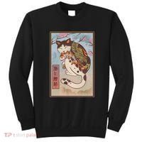 Japanese Woodblock Painting Tattooed Cat with Koi Sweatshirt thumb 0