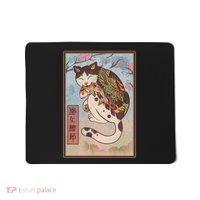 Japanese Woodblock Painting Tattooed Cat with Koi Mousepad thumb 0