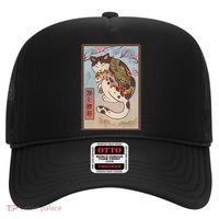Japanese Woodblock Painting Tattooed Cat with Koi Hat thumb 0