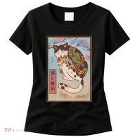 Japanese Woodblock Painting Tattooed Cat with Koi Women's T-Shirt thumb 0