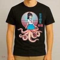 Japanese Yokai Monster Octopus School Girl T-Shirt thumb 3