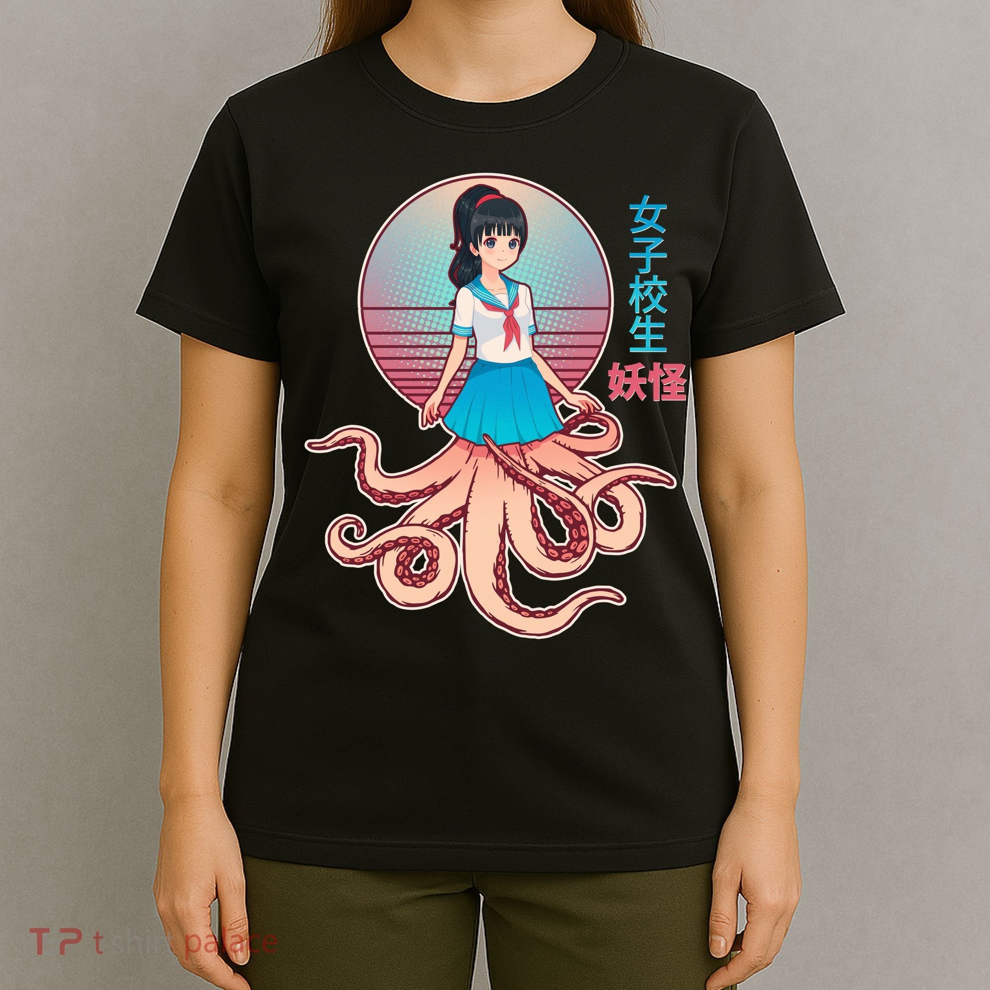Japanese Yokai Monster Octopus School Girl T-Shirt