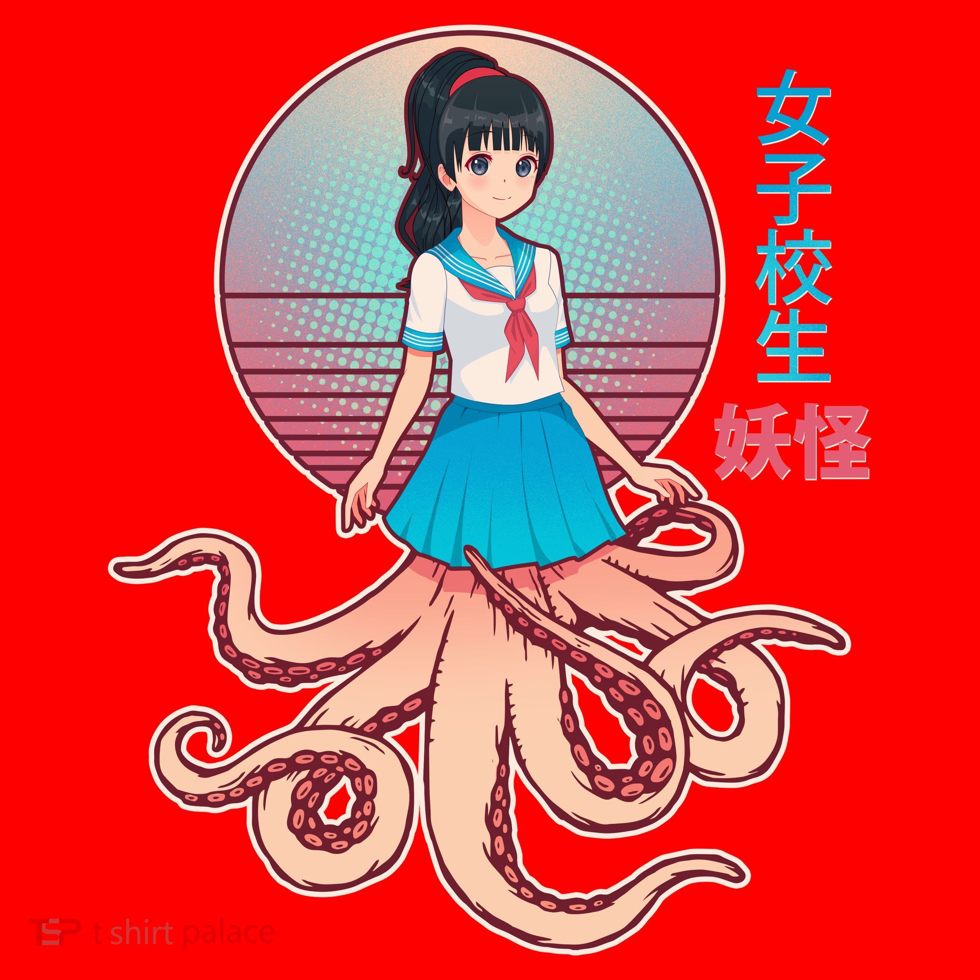 Japanese Yokai Monster Octopus School Girl Santa Hat