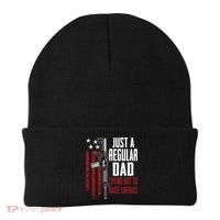 Just A Regular Dad Trying Not To Raise Liberals Funny Gift Gun Rights Gift Beanie thumb 0