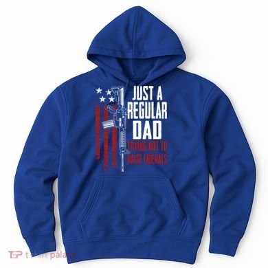 Just A Regular Dad Trying Not To Raise Liberals Funny Gift Gun Rights Gift Hoodie