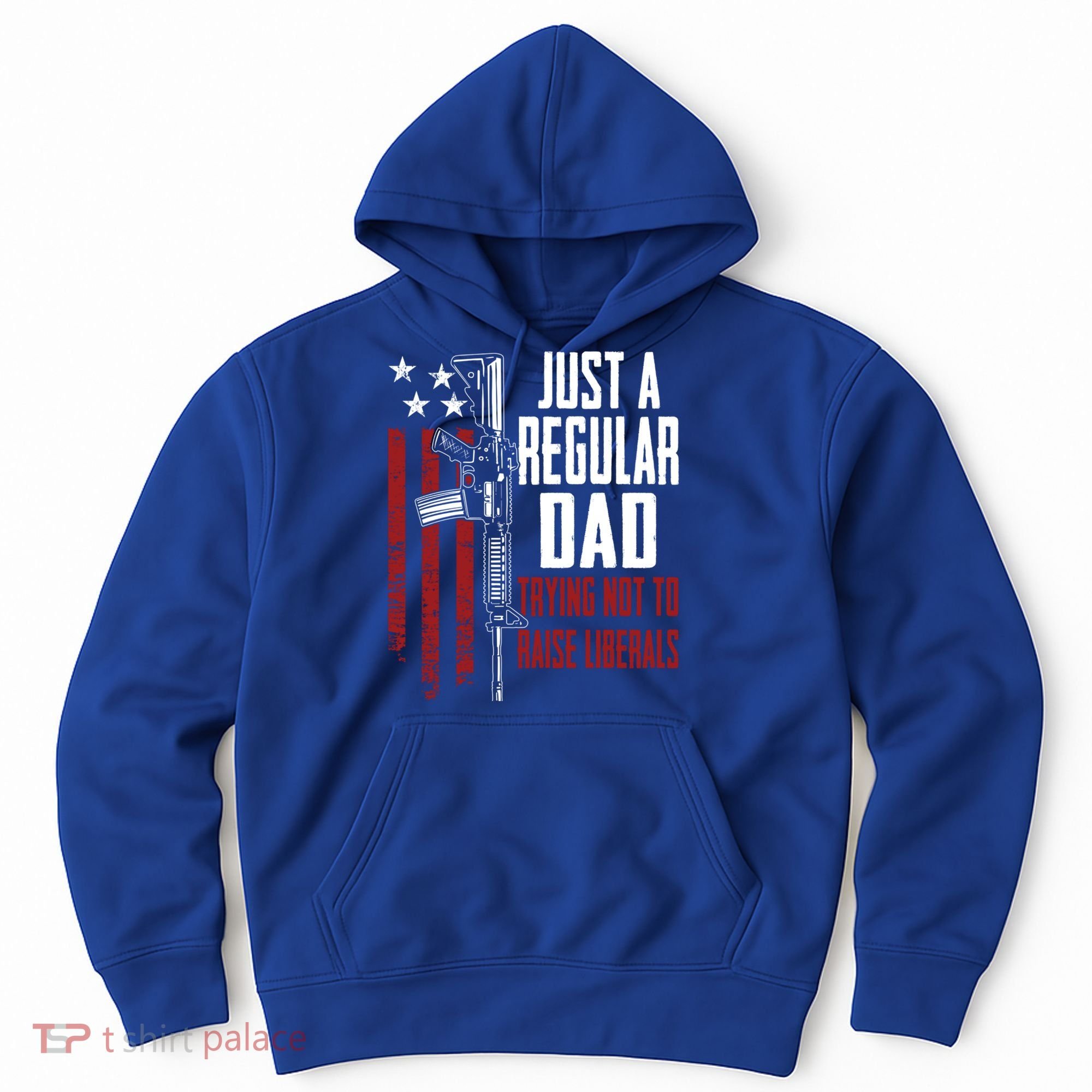 Just A Regular Dad Trying Not To Raise Liberals Funny Gift Gun Rights Gift Hoodie