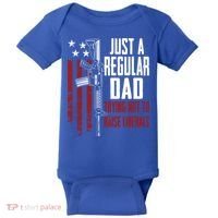 Just A Regular Dad Trying Not To Raise Liberals Funny Gift Gun Rights Gift Baby Bodysuit thumb 0