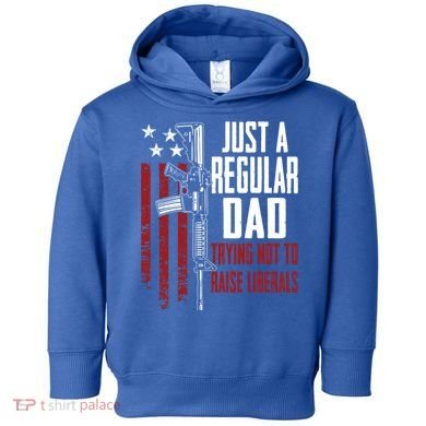 Just A Regular Dad Trying Not To Raise Liberals Funny Gift Gun Rights Gift Toddler Hoodie