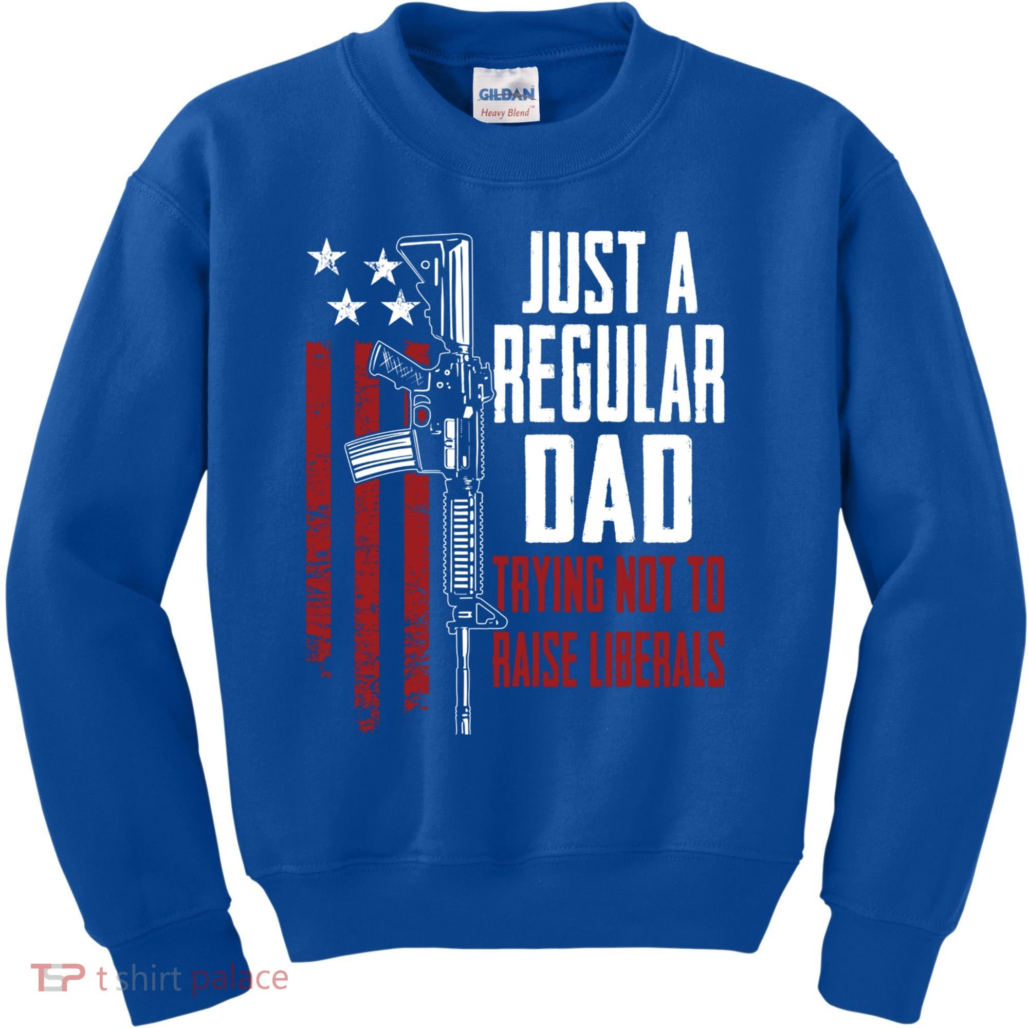 Just A Regular Dad Trying Not To Raise Liberals Funny Gift Gun Rights Gift Kids Sweatshirt