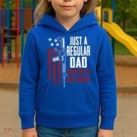 Just A Regular Dad Trying Not To Raise Liberals Funny Gift Gun Rights Gift Kids Hoodie thumb 3