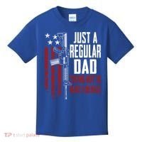 Just A Regular Dad Trying Not To Raise Liberals Funny Gift Gun Rights Gift Kids T-Shirt thumb 0