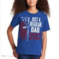 Just A Regular Dad Trying Not To Raise Liberals Funny Gift Gun Rights Gift Kids T-Shirt thumb 2