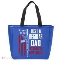 Just A Regular Dad Trying Not To Raise Liberals Funny Gift Gun Rights Gift Tote Bag thumb 0