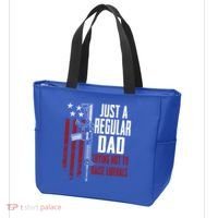 Just A Regular Dad Trying Not To Raise Liberals Funny Gift Gun Rights Gift Tote Bag thumb 3