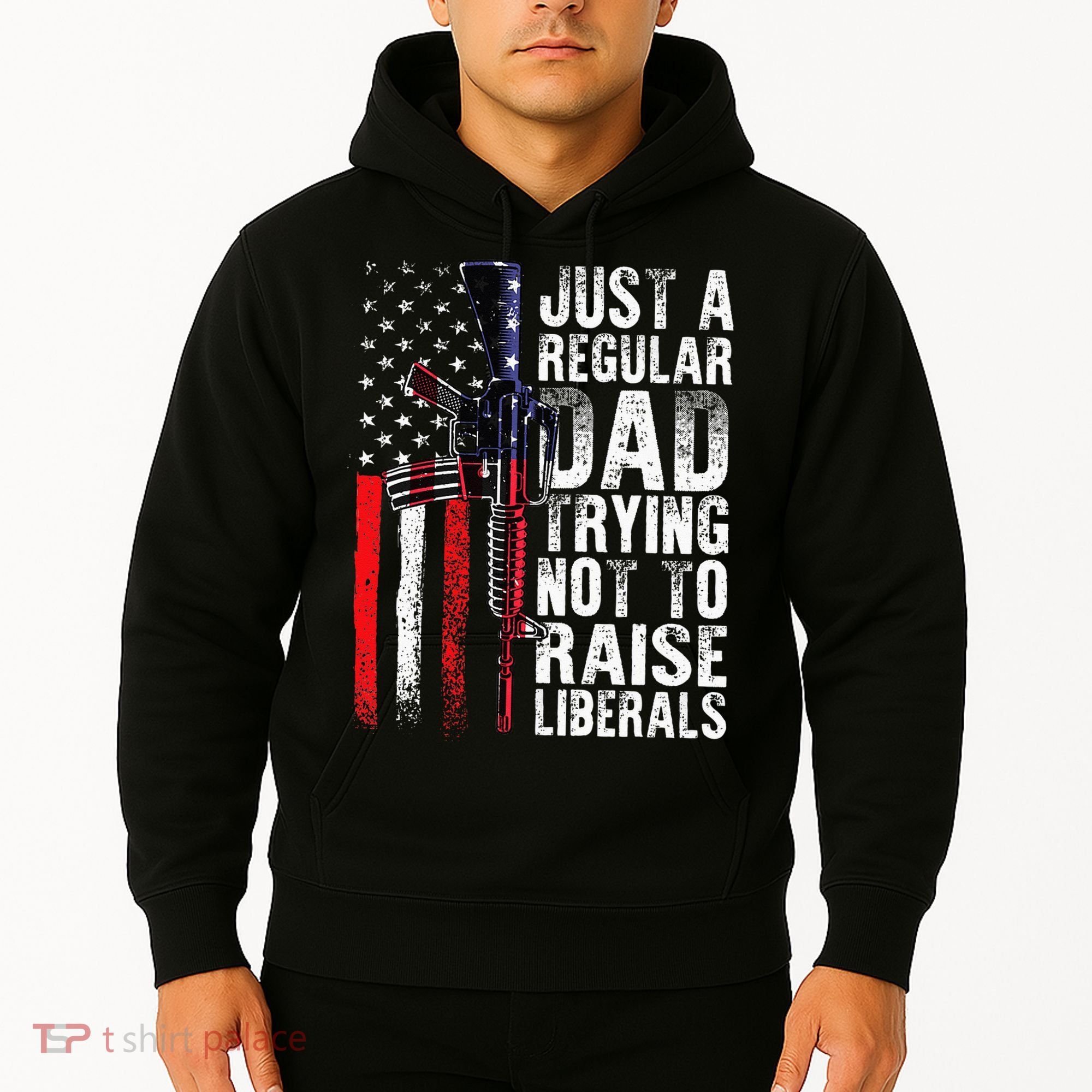 Just A Regular Dad Trying Not To Raise Liberals Fathers Day Hoodie