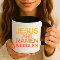 Jesus And Ramen Noodles Funny Christian Quote Distressed Coffee Mug thumb 3