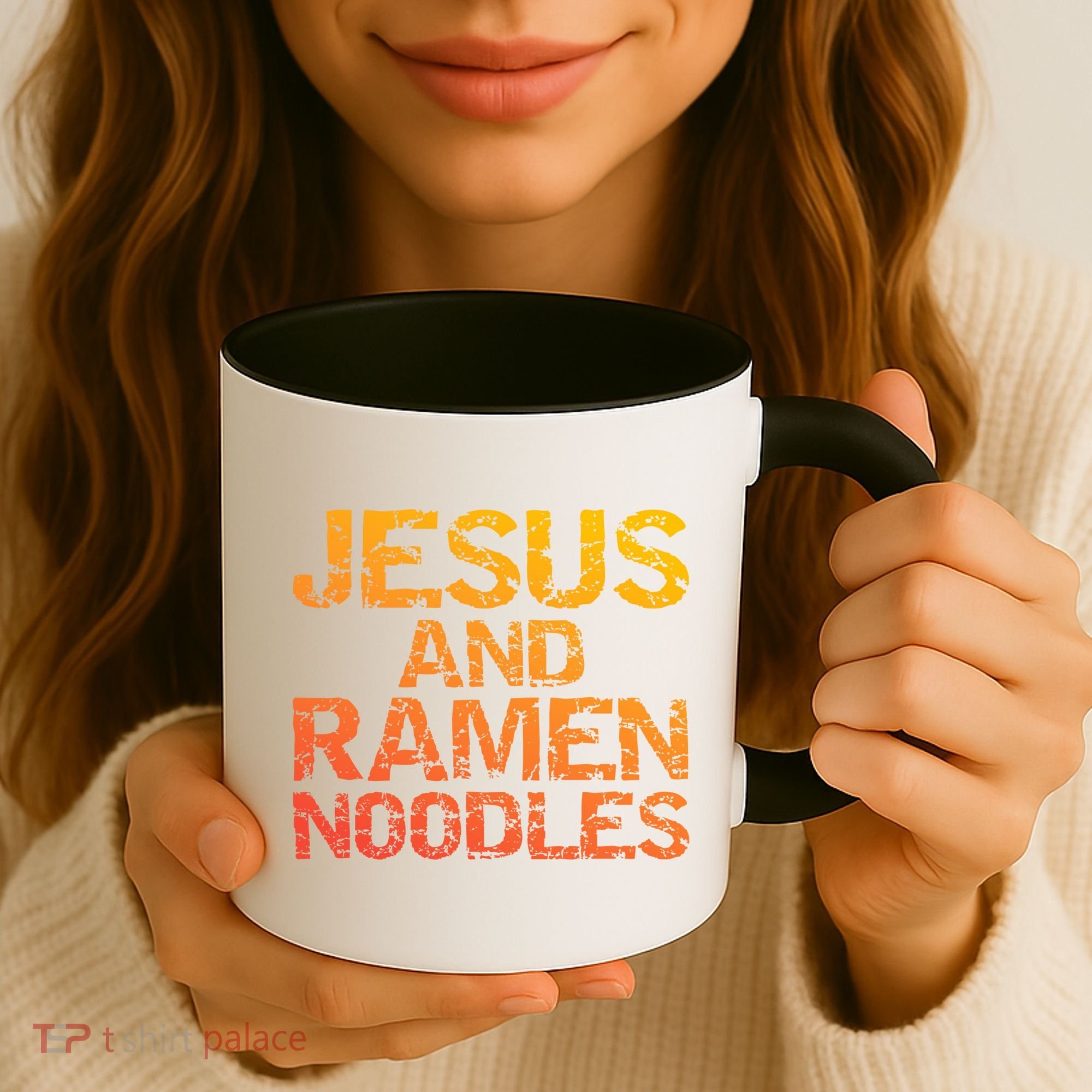 Jesus And Ramen Noodles Funny Christian Quote Distressed Coffee Mug