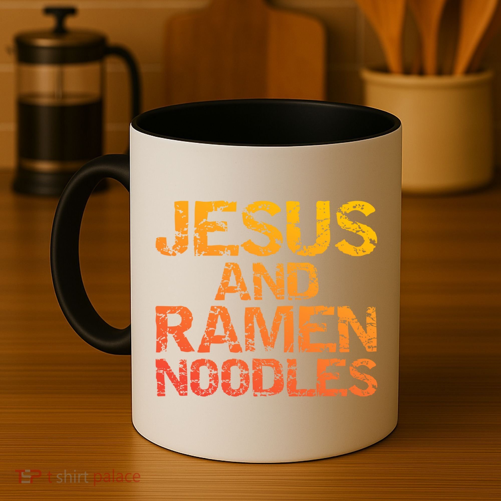 Jesus And Ramen Noodles Funny Christian Quote Distressed Coffee Mug