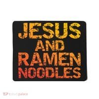 Jesus And Ramen Noodles Funny Christian Quote Distressed Mousepad thumb 0