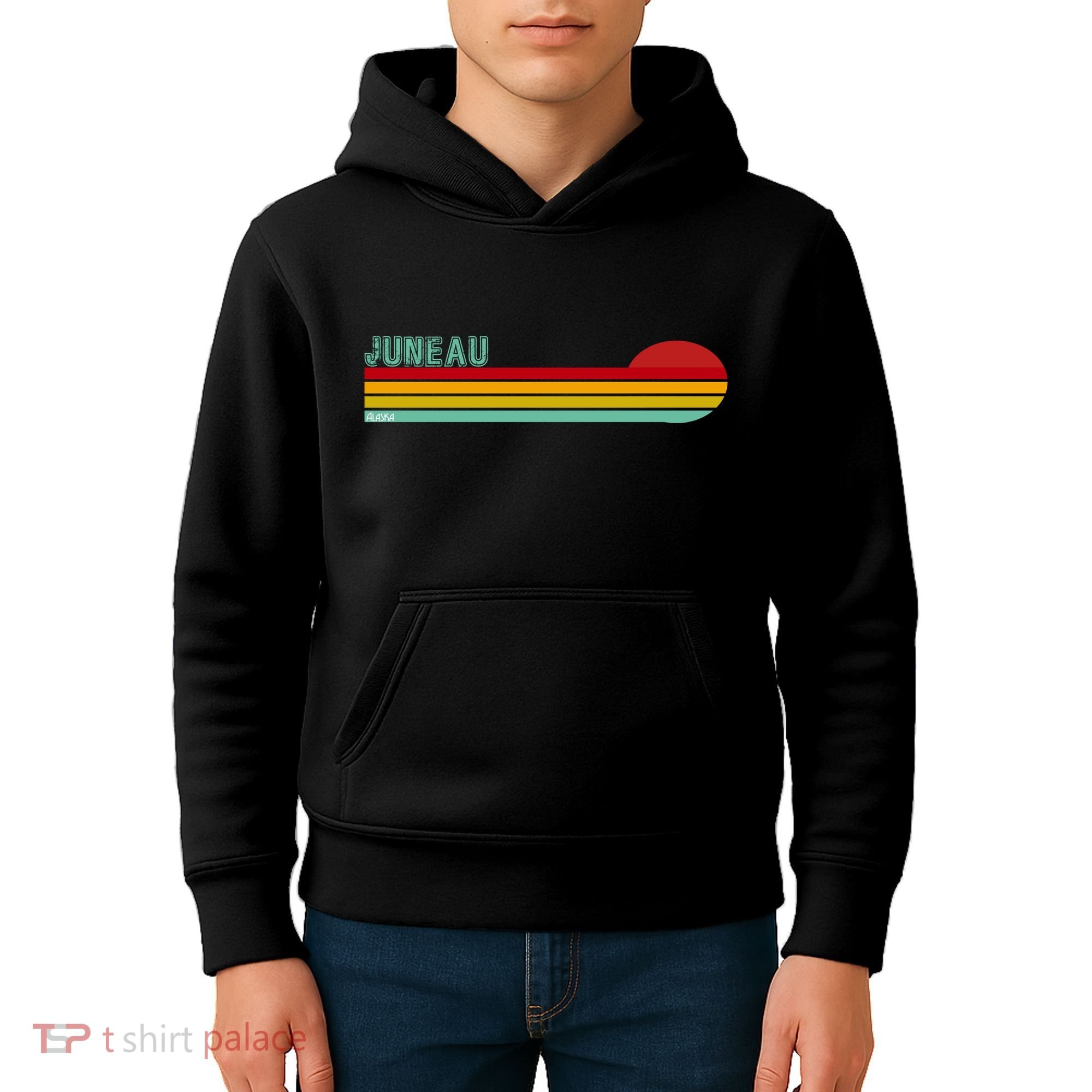 Juneau Alaska Retro Sunset Kids Hoodie