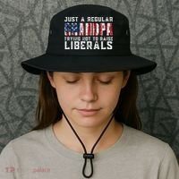Just A Regular Grandpa Trying Not To Raise Liberals Bucket Hat thumb 3