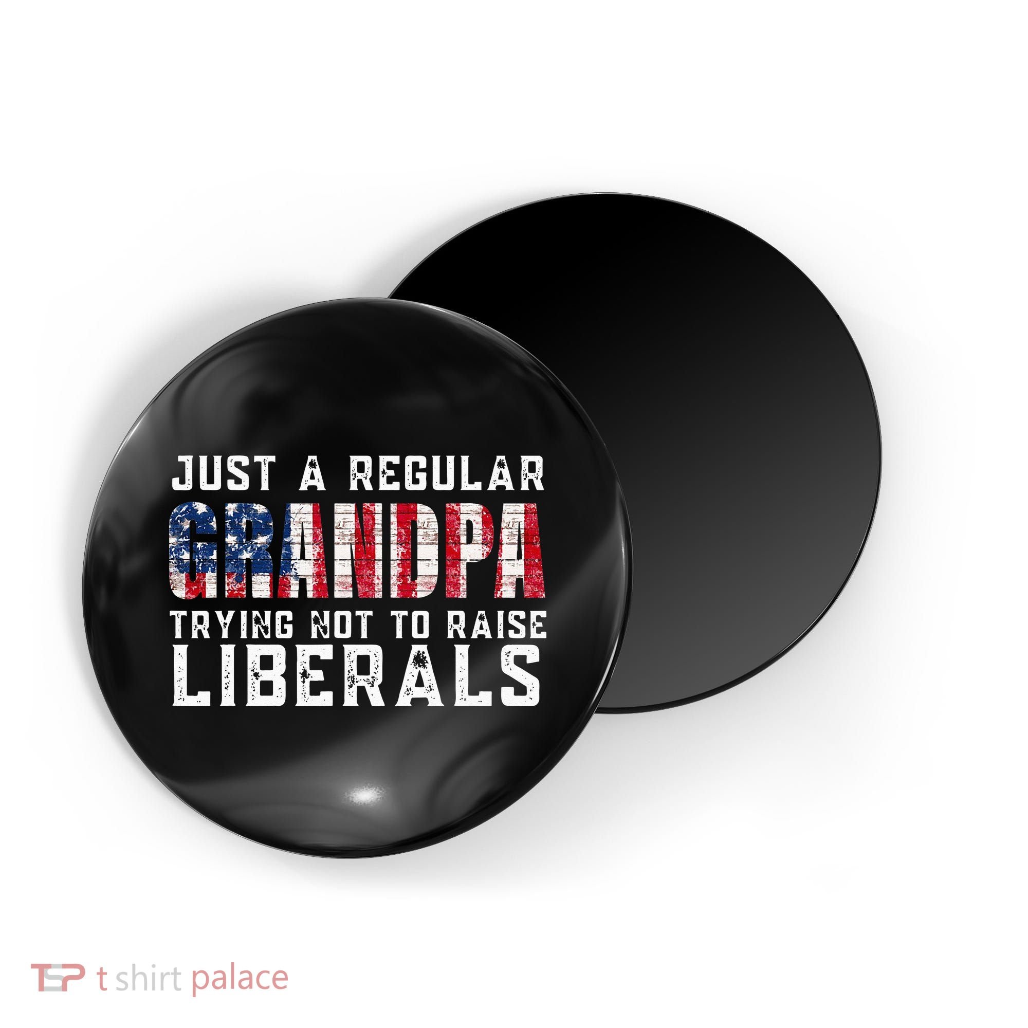 Just A Regular Grandpa Trying Not To Raise Liberals Magnet