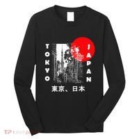 Japan Aesthetic Retro Comic Tokyo Silhouette Japanese Font Long Sleeve Shirt thumb 0