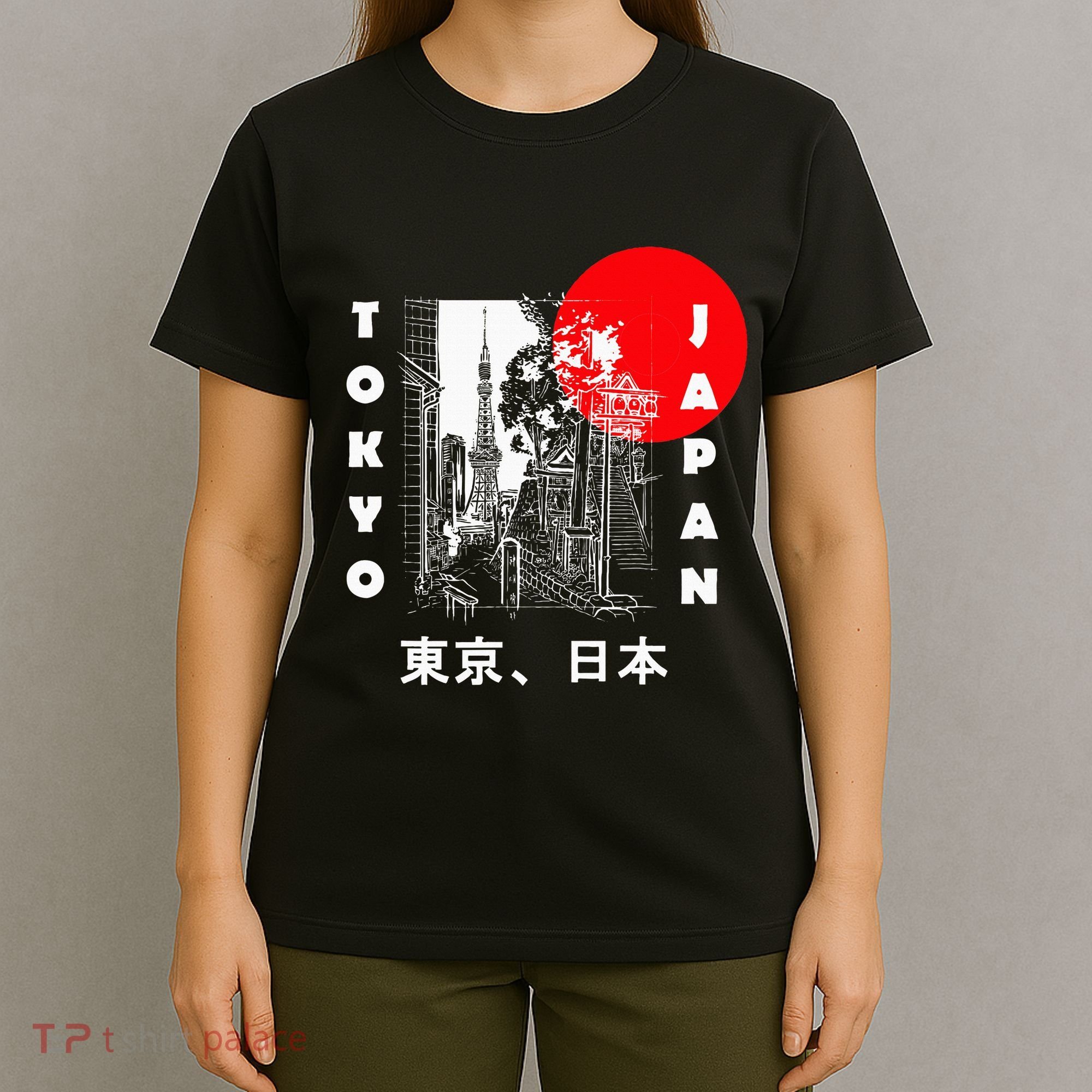 Japan Aesthetic Retro Comic Tokyo Silhouette Japanese Font T-Shirt