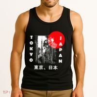Japan Aesthetic Retro Comic Tokyo Silhouette Japanese Font Tank Top thumb 3