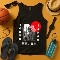 Japan Aesthetic Retro Comic Tokyo Silhouette Japanese Font Tank Top thumb 4